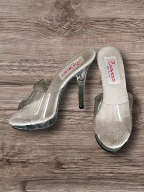 Romance Clear Platform Heels Slides Dancer Competition Y2K With OG Box Size 7